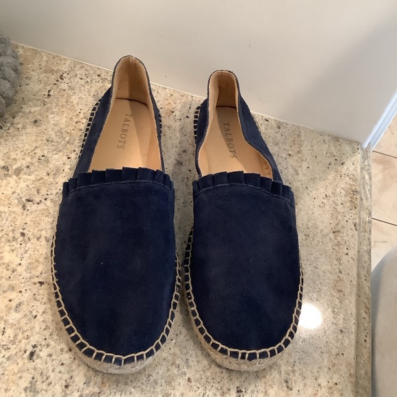 Talbots Dark Blue Suede Slip-Ons Size 9 Izzy Espadrilles - Picture 1 of 8